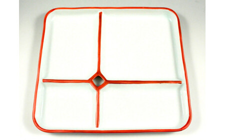 有田焼 One Plate 1+3 金ライン赤ライン 2枚セット 三光堂 A35-194