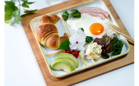 有田焼 One Plate 1+3 金ライン赤ライン 2枚セット 三光堂 A35-194