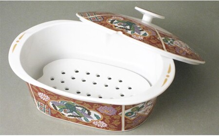 有田焼 熱々のまま食卓へ「UTSUWA美」金襴手古伊万里鳳凰文赤 A50-78