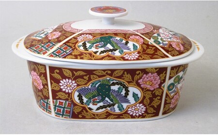 有田焼 熱々のまま食卓へ「UTSUWA美」金襴手古伊万里鳳凰文赤 A50-78