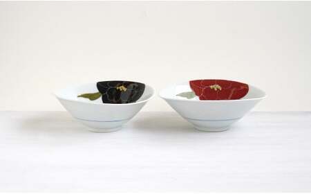 有田焼 泰山 赤牡丹・黒牡丹 俵小丼2枚セット 食器 器 うつわ 陶磁器 皿 ギフト 贈答 35000円 3.5万円 A35-466