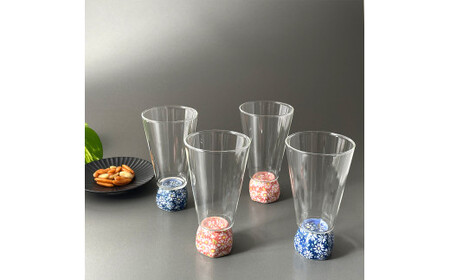 有田焼 ひとくちグラス（赤・青小菊 各2個セット）東洋セラミックス 食器 器 うつわ 陶磁器 皿 ギフト 贈答 35000円 3.5万円 A35-458