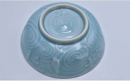有田焼 唐草彫り 小鉢5ケセット（青磁）陶窯みかわや A18-190