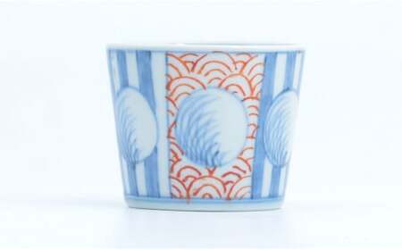 有田焼 文青 そば猪口 3個セット【まるぶんオリジナル】食器 器 うつわ 磁器 陶磁器 和食器 そばちょこ カップ 3個 セット ペア 初期伊万里 染付 赤絵 手描き 青 赤 食洗機対応 A35-336