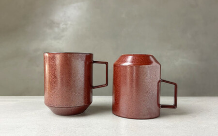 金善製陶所 80カットマグ ブラウンTS 有田焼 マグカップ ペア シンプル 食器 茶色 スタイリッシュ A24-120