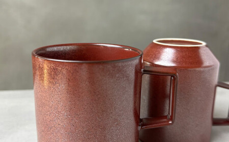 金善製陶所 80カットマグ ブラウンTS 有田焼 マグカップ ペア シンプル 食器 茶色 スタイリッシュ A24-120