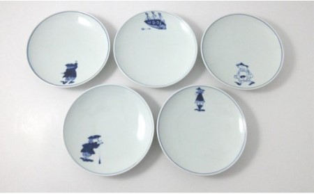 A25-106 有田焼 絵変り 丸銘々皿揃 ヤマト陶磁器