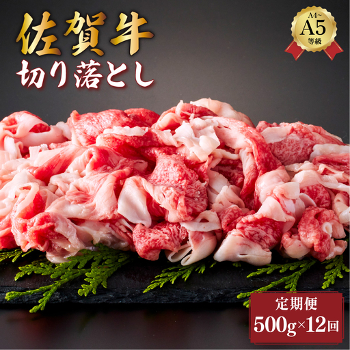 ＜定期便12回＞佐賀牛切り落とし 計6kg (500g×12回)