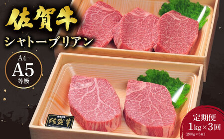 佐賀牛シャトーブリアンステーキ1kg(200g×5枚)×3回定期便