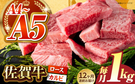 ＜全12回定期便＞佐賀牛 はしっこちゃん  計1kg（ロース カルビ） HCS046 佐賀牛 焼肉
