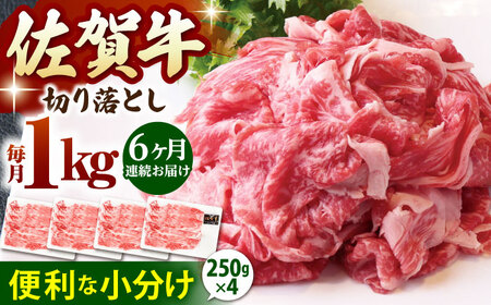 【全6回定期便】佐賀牛 A5 切り落とし 1kg（250g×4パック）  [HAD154] 切り落とし