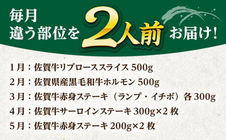 【全12回定期便】 2人前 佐賀牛 A5 食べつくし定期  [HAD110] 佐賀牛