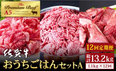 【全12回定期便】佐賀牛 A5 おうちごはんセットA（切り落とし 500g・ミンチ 300g・牛すじ 300g） HAD123 切り落とし