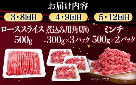 【12回定期便】肉ざんまい定期便 一人暮らし 少量/黒毛和牛 牛肉 バラエティー 定期 ハンバーグ個梱包【川?ｱ畜産】[IAX051]