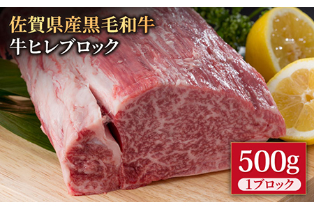 佐賀県産 黒毛和牛 ヒレブロック 500g / ヒレブロック [IAG036]
