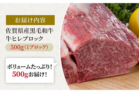 佐賀県産 黒毛和牛 ヒレブロック 500g / ヒレブロック [IAG036]