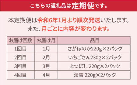 【先行予約】【4回定期便】いちご4品種食べ比べ白いちごなど希少品種も！【岸川農園】 [IAP011]