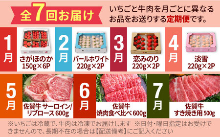 【R8年1月以降発送】【先行予約】【7回定期便】いちごと牛肉の極上定期便 / いちご 牛肉 [IZZ014]