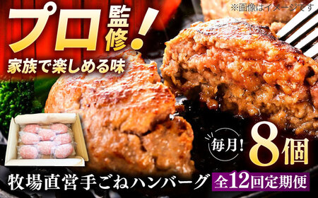 【全12回定期便】自家製ハンバーグ 8個  人気商品が12回届く！/ ハンバーグ [IAX013]