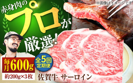 【5回定期便】佐賀牛 サーロインステーキ 600g / ステーキ  [IAH165]