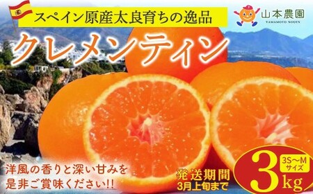 山本農園のクレメンティン 3kg 【2026年3月上旬迄順次発送予定】 クレメンティン みかん 柑橘 国産 オレンジ マンダリン 希少 ジューシー くだもの 果物 フルーツ 新鮮 贈り物 ギフト 佐賀県 太良町 L41x1