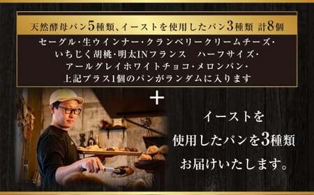 【訳あり】 自家製天然酵母のハード系パンセット 計8個 自家製 冷凍 パン ハードパン 冷凍パン 惣菜パン 菓子パン