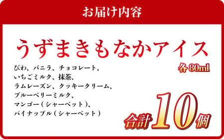 うずまきもなかアイス10個セット / 最中 アイス ジャージー牛乳 ジェラート チョコ バニラ 枇杷 イチゴ 抹茶 ラムレーズン クッキークリーム ブルーベリー マンゴー パイナップル シャーベット 冷凍 デザート 長崎