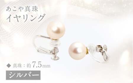 あこや真珠 (約7．5mm珠) イヤリング シルバー ／ ジュエリー アクセサリー パール 長崎県 長崎市 園田真珠
