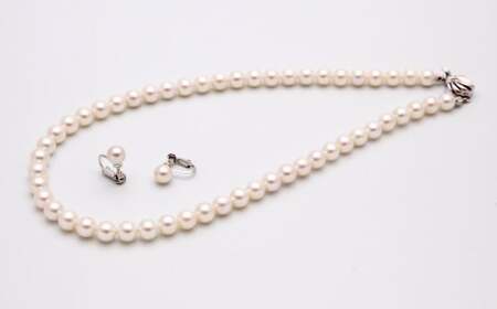 あこや真珠 (7.5－8mm珠) ネックレス ＆ イヤリング セット ／ ジュエリー アクセサリー パール 長崎県 長崎市 園田真珠