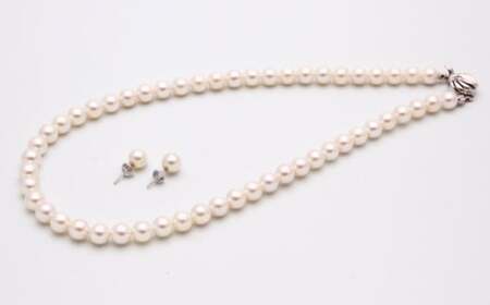 あこや真珠 (7.5－8mm珠) ネックレス ＆ ピアス セット ／ ジュエリー アクセサリー パール 長崎県 長崎市 園田真珠