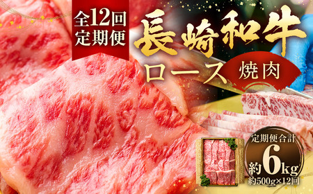 【全12回定期便】長崎和牛 焼肉 ロース 約500g ／合計6kg 国産 肉 お肉 和牛 長崎県 長崎市 11,400円