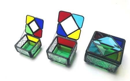 レア★美麗★虹色　ステンドグラス アクセサリーボックス NAGASAKI☆ジュエリーボックス(小) ／ ステンドガラス ジュエリー