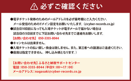 【10月18日開催】V・ファーレン長崎 PEACEスタジアム （ホームゲーム） 観戦チケット 1名分 V-VAREN J2リーグ サッカー チケット