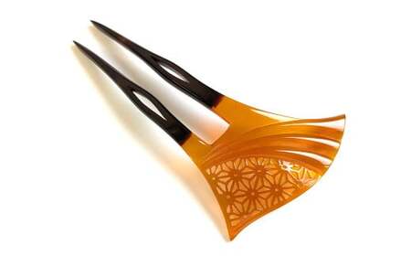 【7営業日以内発送】【本べっ甲】麻の葉透かし彫り かんざし / 髪飾り アクセサリー ヘアアクセサリー 簪 鼈甲 べっ甲 べっこう