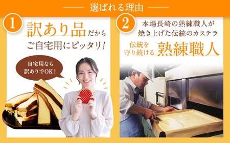 【訳あり】 幸せの黄色いカステラ お得用 切り落とし プレーン 約250g×4パック 合計約1kg ／ わけあり 訳アリ カステラ かすてら 菓子 お菓子 スイーツ 和菓子 長崎土産 グルメ ご当地スイーツ 長崎心泉堂