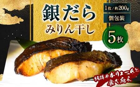 【7営業日以内発送】納得のボリュームと食べ応え！ 銀だらみりん干し5枚入（1枚約200g／計約1kg）銀鱈 銀ダラ ギンダラ ぎんだら 鱈 個包装 干物 冷凍 長崎県 長崎市