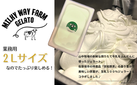 《定期便》山中牧場「MILKY WAY FARM」ジェラート 業務用(２L)サイズ〈世知原茶〉【３回お届け】  ｜アイスジェラート 