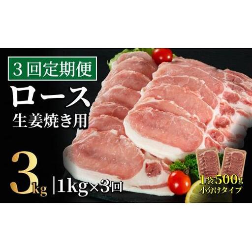 《定期便》長崎県産豚 ロース生姜焼き用 計1kg (500g×2)【3回お届け】