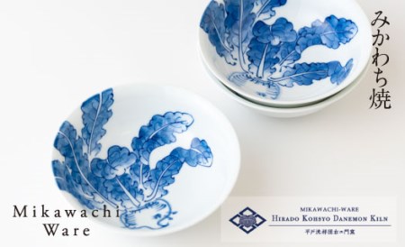 〈平戸洸祥団右ヱ門窯〉平戸蕪絵取鉢3枚揃