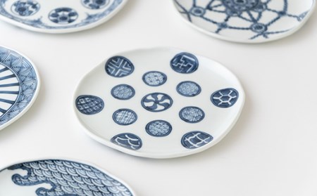 〈平戸松山窯〉創作染付タタラ銘々皿5枚揃