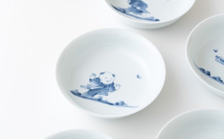 〈平戸松山窯〉創作唐子丸深取鉢5枚揃