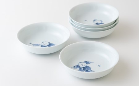 〈平戸松山窯〉創作唐子丸深取鉢5枚揃