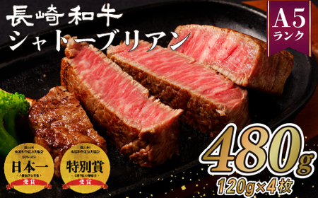 長崎和牛 A5等級 シャトーブリアン (120g×4枚) シャトーブリアン【田中精肉店】