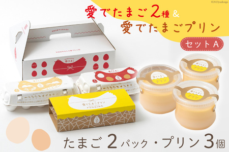 AH056 愛でたまご２種＆愛でたまごプリンセットA 【 プリン 卵 たまご 自家製 冷蔵 長崎県 島原市 】