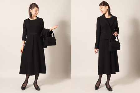 AI368-b Marycoco 家庭で洗える 前開き ブラック フォーマル アンサンブル [長崎県 島原市]