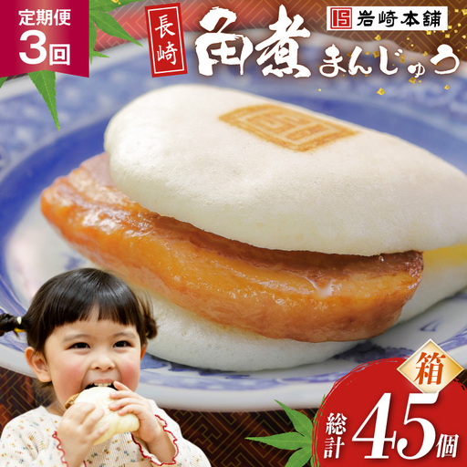 BJ035 岩崎本舗 【3回定期便】長崎角煮まんじゅう 15個入 (箱) [長崎県 島原市]