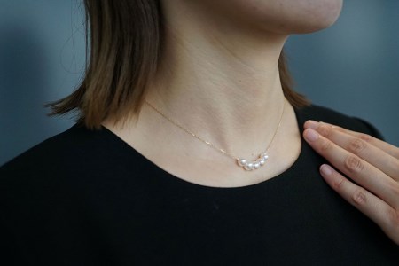 BE282 長崎県産真珠ネックレス（パール5粒）