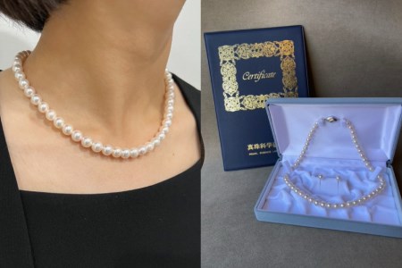 BF185 長崎県産高級真珠ネックレス・ピアスセット（7.5-8.0mm）