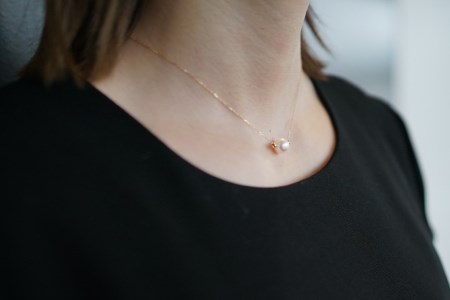 BF190 アコヤ真珠　1粒パールチェーンネックレス（9.0mm）