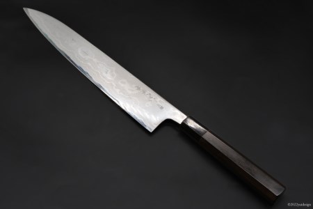 AG095【大業物/1点限り】　玉鋼 和鉄割込み和牛刀（漆塗り鞘付き）